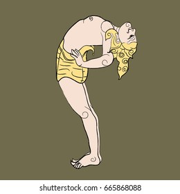 Thai Hermit Exercise in Colorful with hand drawn Illustration (Vector)