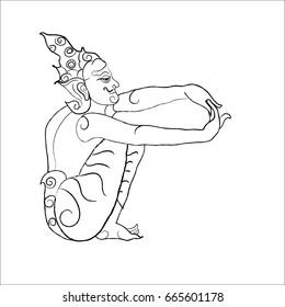 Thai Hermit Exercise with hand drawn illustration (Vector)