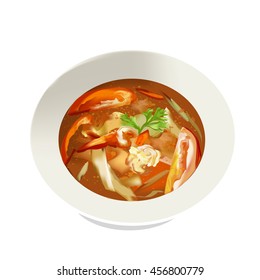 Thai hot and spicy soup seafood with shrimp or Tom Yum Kong