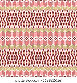 Thai Isan Ikat Pattern – Handwoven Gray and Red Sin Fabric Texture