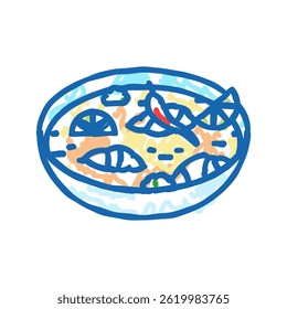 vetor de esboço de ícone de doodle da cozinha de arroz de jasmim tailandês. símbolo isolado ilustração