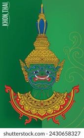 Thai khon Pipak front side vector stlye on background