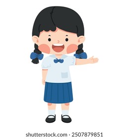 Thai kid  girl welcome in uniform