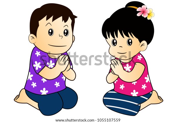 Thai Kids Cartoon Graphic Vector Stock Vector (royalty Free) 1055107559 