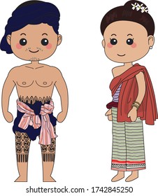 Thai Lanna dress vecter and eps 10