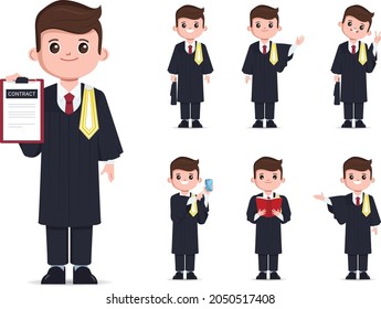 Thai lawyer Legal professions character set. Flat cartoon barrister vector design.