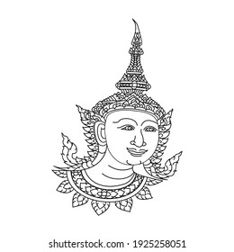 Thai line art Folk characters on white background