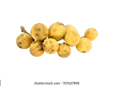 Thai Longkong fruit close up isolated on white background by mesh tool illustration.