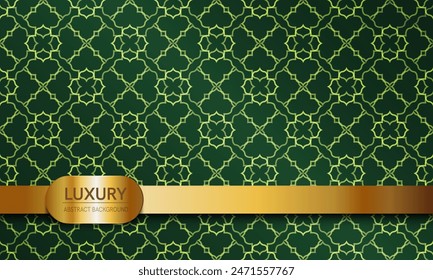 Thai luxury pattern green background vector illustration. Lai Thai element pattern. Yellow and green theme for text-based compositions: ads, book covers, Digital interfaces, print design templates.