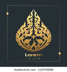 Thai luxury vintage golden pattern design for logo, label, icon ,brand for your product or packaging, vector illustration