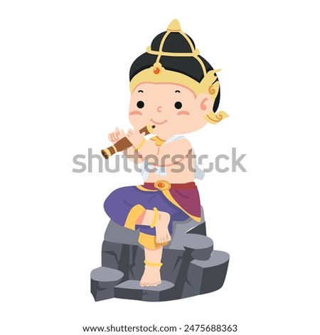Thai man playing the Thai oboe