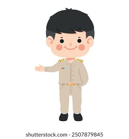 Thai man teacher welcome in uniform