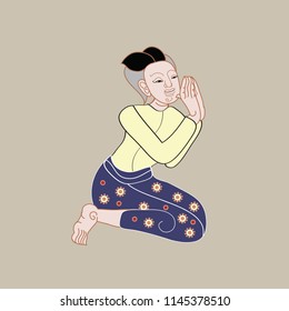 Thai Man With Vintage Dress Style Illustration (Vector)