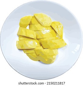 Thai Mango on white background, famous Thai dessert for summer season, popular traditional dessert of Thailand ,Ripe mango as a snack