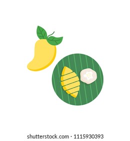 Thai mango sticky rice, Mango with sticky rice in vector, Thai dessert in vector
