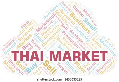 Thai Market word cloud. Vector made with text only