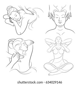 Thai massage icon set