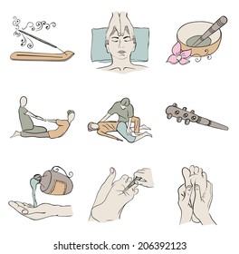 Thai massage isolated color icon set