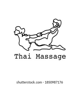 Thai massage line art logo vector