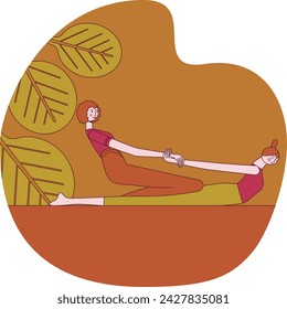 Thai massage treatment by professional therapist in spa. Traditional Asian stretching therapy. Design concept. Isolated flat vector illustration.