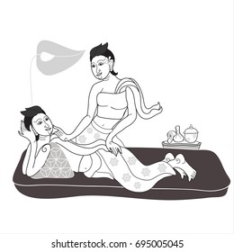 Thai massages style with hand drawn illustration (vector)