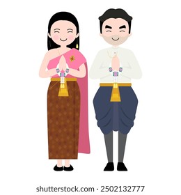 Thai men and women in traditional clothing