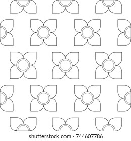 Thai minimal design flower pattern in horizontal way. Thai flower vector repeating in symmetry way. Black and white texture can editable and use for wallpaper background and tile.