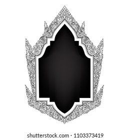 Thai mirror in black and white style: flower pattern