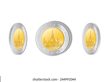 Thai Money 10 Baht Coin Vector