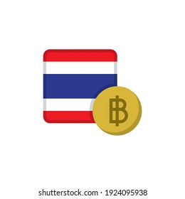 Thai money and flag flat icon, vector sign, Baht currency with flag colorful pictogram isolated on white. THB money symbol, logo illustration. Flat style design