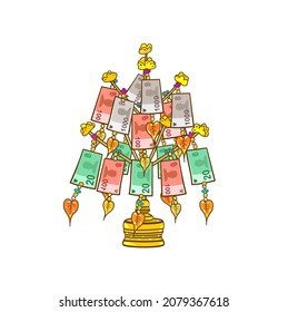 Thai money tree vector on white background.