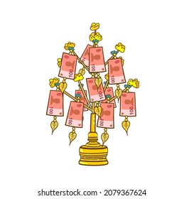 Thai money tree vector on white background.