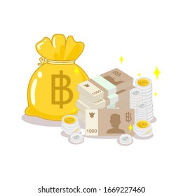 Thai Money Vector on White Background