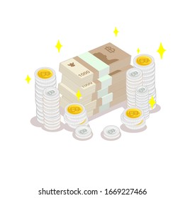 Vector de dinero tailandés de fondo blanco