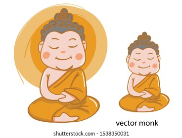 thai monk  buddha meditation vector 