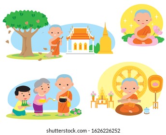 thai monk in daily life