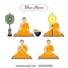 thailändische Mönche Aktionssammlungen. Vektorgrafik