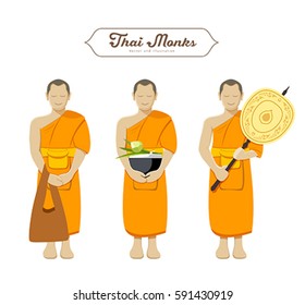  Thai monks collections. vector illustration