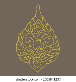 Thai Motif by hand drawn sketch Illustration (Vector)