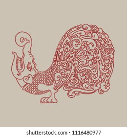 Thai Motif by hand drawn sketch Illustration (Vector)