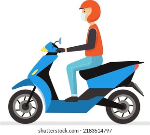 Vector de mototaxis tailandés.Caricatura del servicio de reparto de motocicletas.Moto plano con hombre