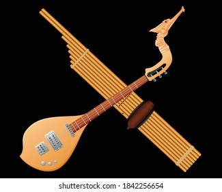 Thai musical instruments north east.Graphic vector 