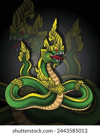 Thai Naga Zeichen Zeichnung Vektor-Illustration