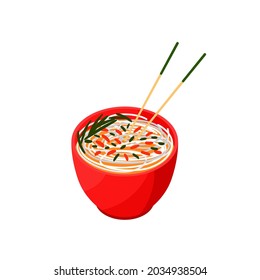 Thai noodles with spice. Vector illustration 