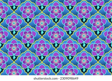 Patrón sin foco de orquídeas tailandesas.  Diseño de vectores para tejidos, baldosas, alfombras, bordados, fondo y papel pintado