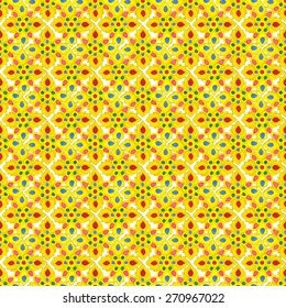 Thai ornament. Seamless pattern with abstract flowers. Vector illustration. Real watercolor painting