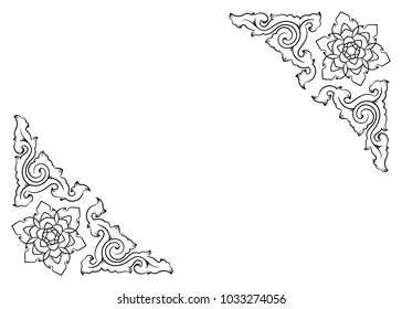 Thai Painting Corner in Thai Style Vector