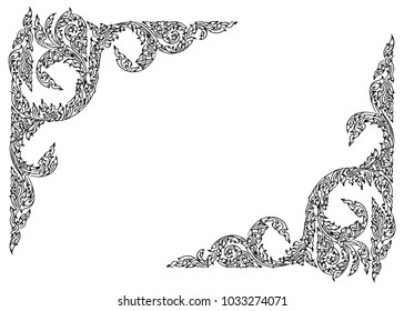 Thai Painting Corner in Thai Style Vector