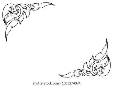 Thai Painting Corner in Thai Style Vector