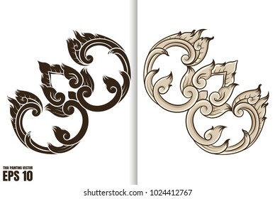 Thai Painting Style Vector Illustration